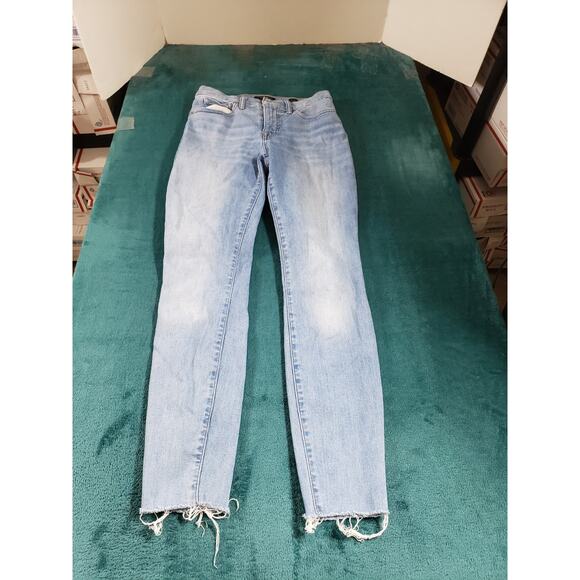 Lucky Brand Jeans Size 4 Womens Blue Stretch Pants Fray Hem Mid Rise Ava Skinny - Picture 1 of 14